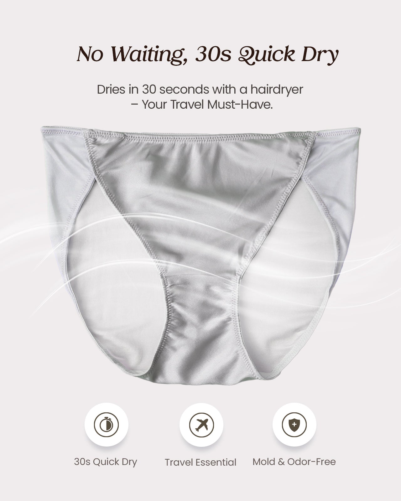 FEELITS 100% Mulberry Silk Underwear, Shiny High Cut Silk Satin Bikini Panties for Women - FEELITS