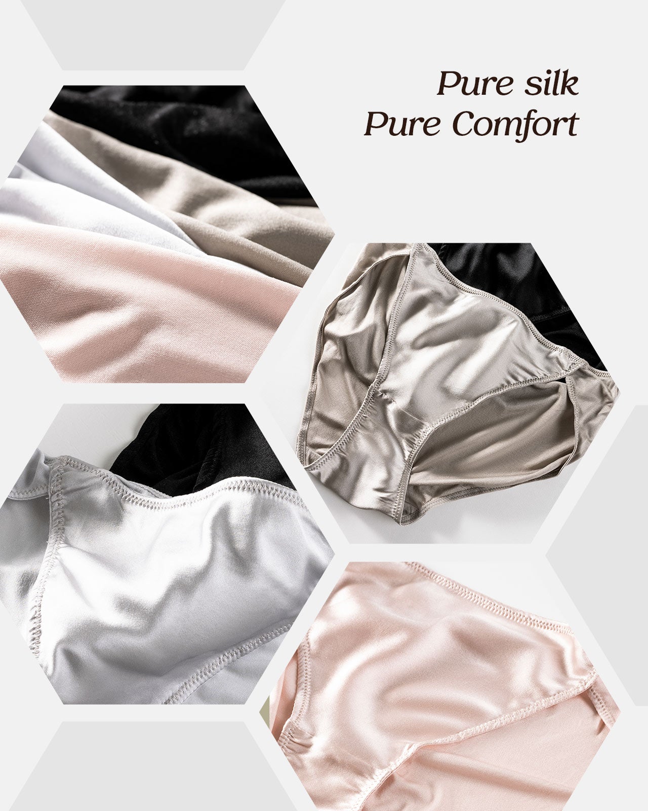 FEELITS 100% Mulberry Silk Underwear, Shiny High Cut Silk Satin Bikini Panties for Women - FEELITS