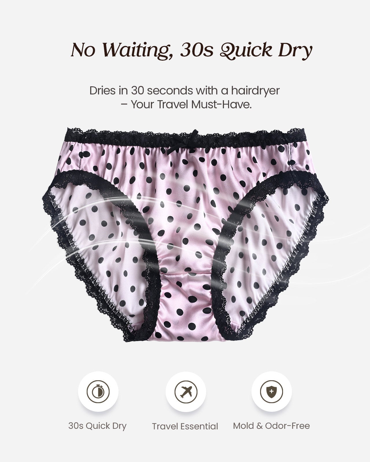 FEELITS 100% Mulberry Silk Underwear, Silk Satin Mid Rise Bikini Panties, Cute Sexy Shiny Panties for Women - FEELITS