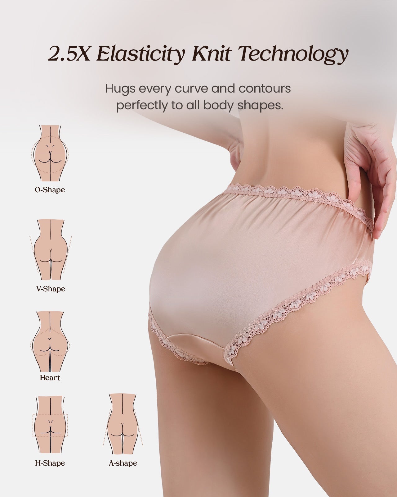 FEELITS 100% Mulberry Silk Underwear, Silk Satin Mid Rise Bikini Panties, Cute Sexy Shiny Panties for Women - FEELITS