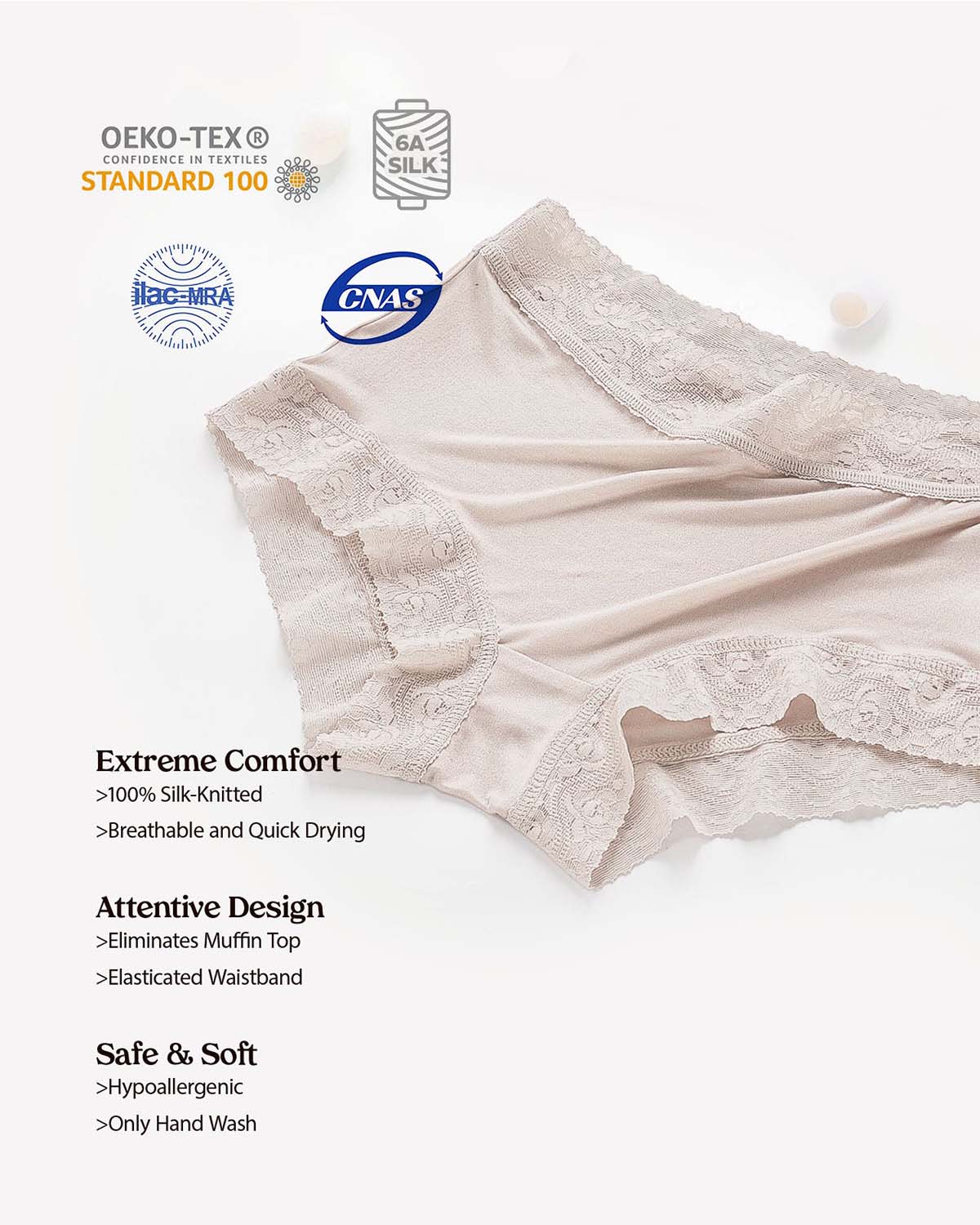 FEELITS Mid-Waist Silk Knitted Hipster silk panties For Women