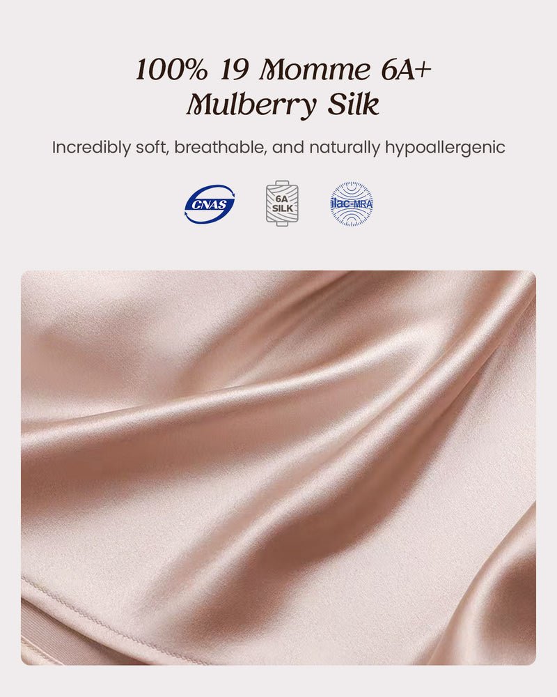 FEELITS PA05 Silk Pajama Set with Detachable Ostrich Feather Trim – 100% 19 Momme Mulberry Silk - FEELITS