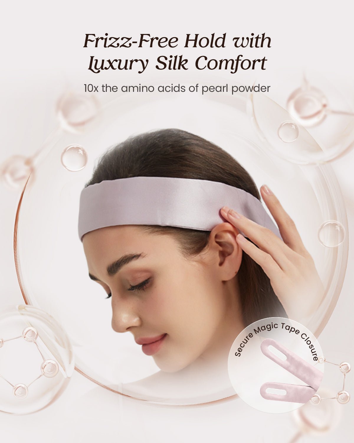 FEELITS 22 Momme 100% Mulberry Silk Headband for Washing Face & Spa, Adjustable Hair Wrap Scarf for Night, Skincare & Makeup - FEELITS