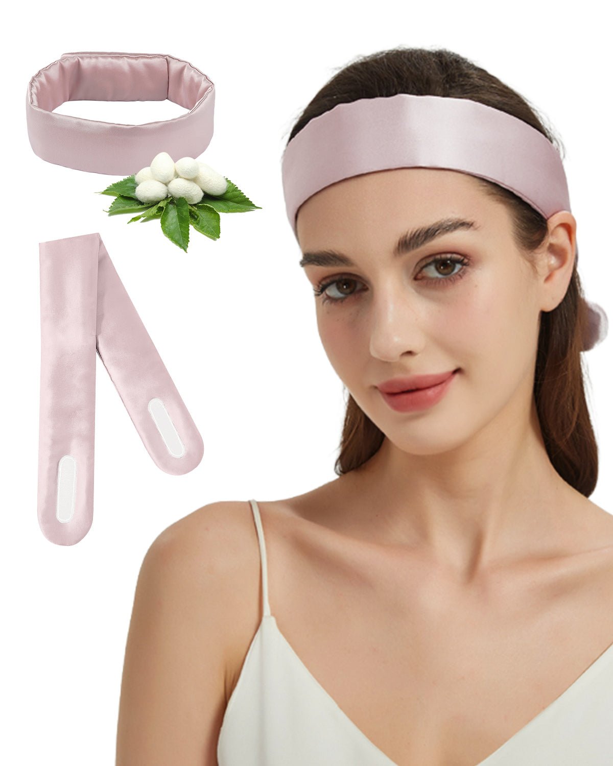 FEELITS 22 Momme 100% Mulberry Silk Headband for Washing Face & Spa, Adjustable Hair Wrap Scarf for Night, Skincare & Makeup - FEELITS
