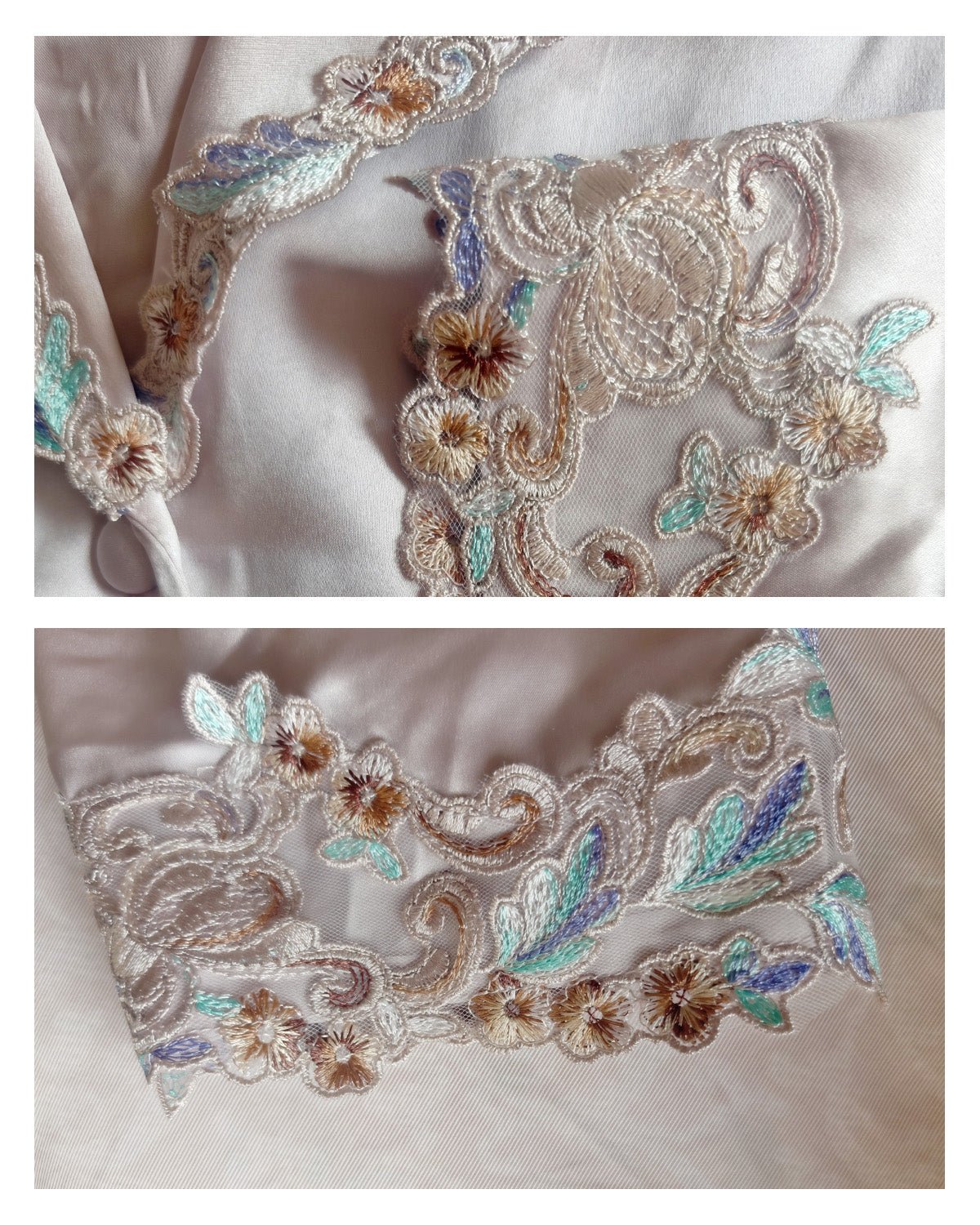 FEELITS 22mm 100% Mulberry Silk Pajama Set - 6A Grade, Long Sleeve & Pants with French Lace Design - V - Neck & Classic Lapel, Luxurious Loungewear - FEELITS