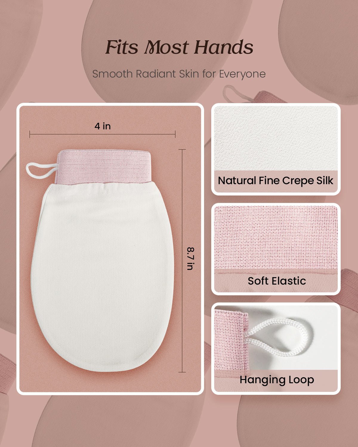 Feelits 6A Grade Mulberry Silk Exfoliating Gloves (2-Pack) - FEELITS