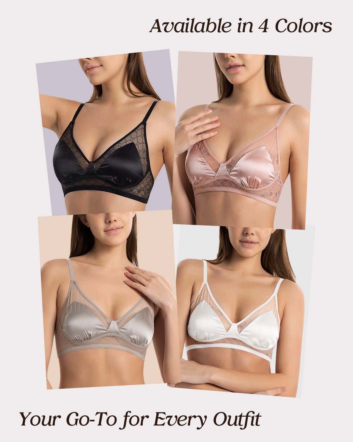 Feelits 6A Grade Mulberry Silk Lace Triangle Bralette - FEELITS