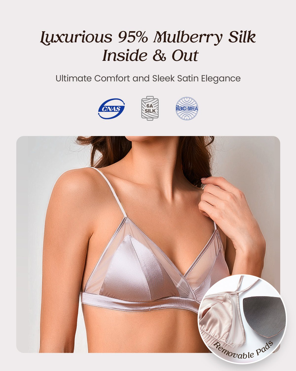 Feelits 6A Grade Mulberry Silk Lace Triangle Bralette - FEELITS