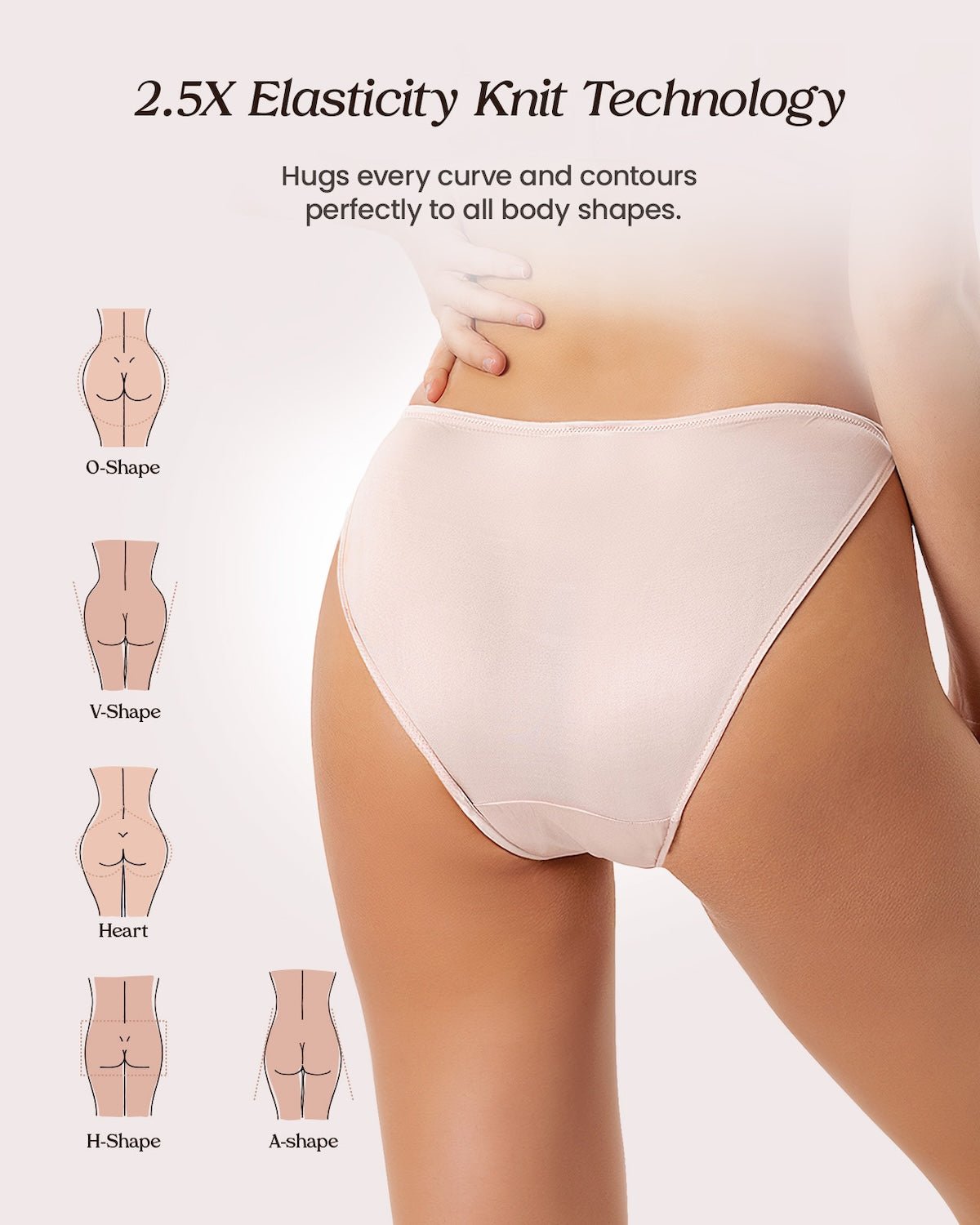 FEELITS women’s satin string bikini silk panties shown on different body types, comfortable fit with soft 6A Grade mulberry silk
