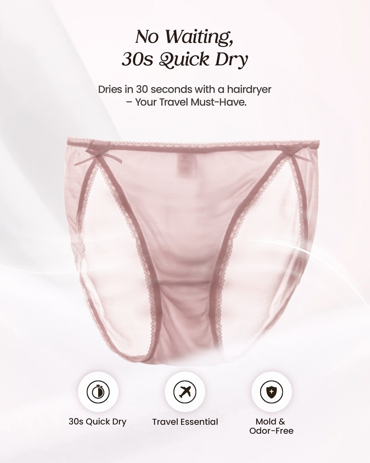 FEELITS KN05 Silk Bikini Panties – 100% Mulberry Silk, High-Cut & Breathable