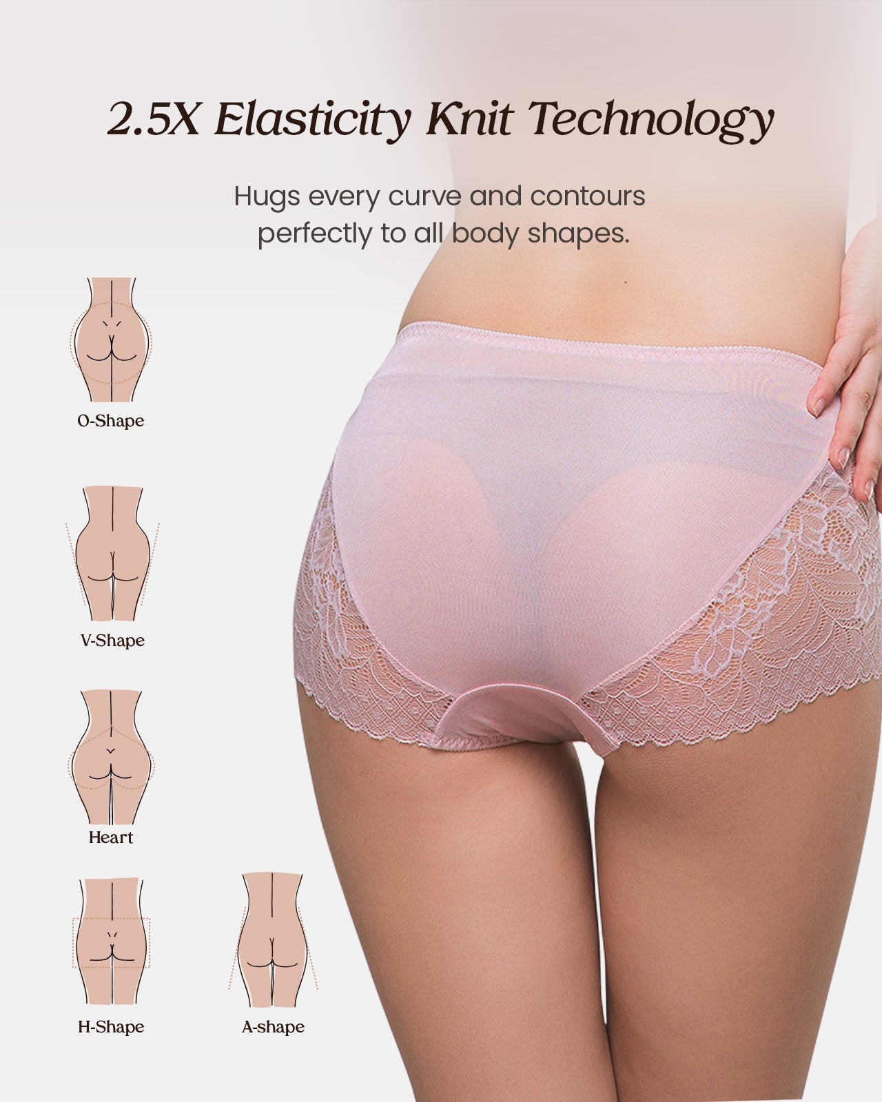 FEELITS KN14 Silk Mid-Rise Lace Briefs – 6A Mulberry Silk, Breathable & Moisture-Wicking - FEELITS