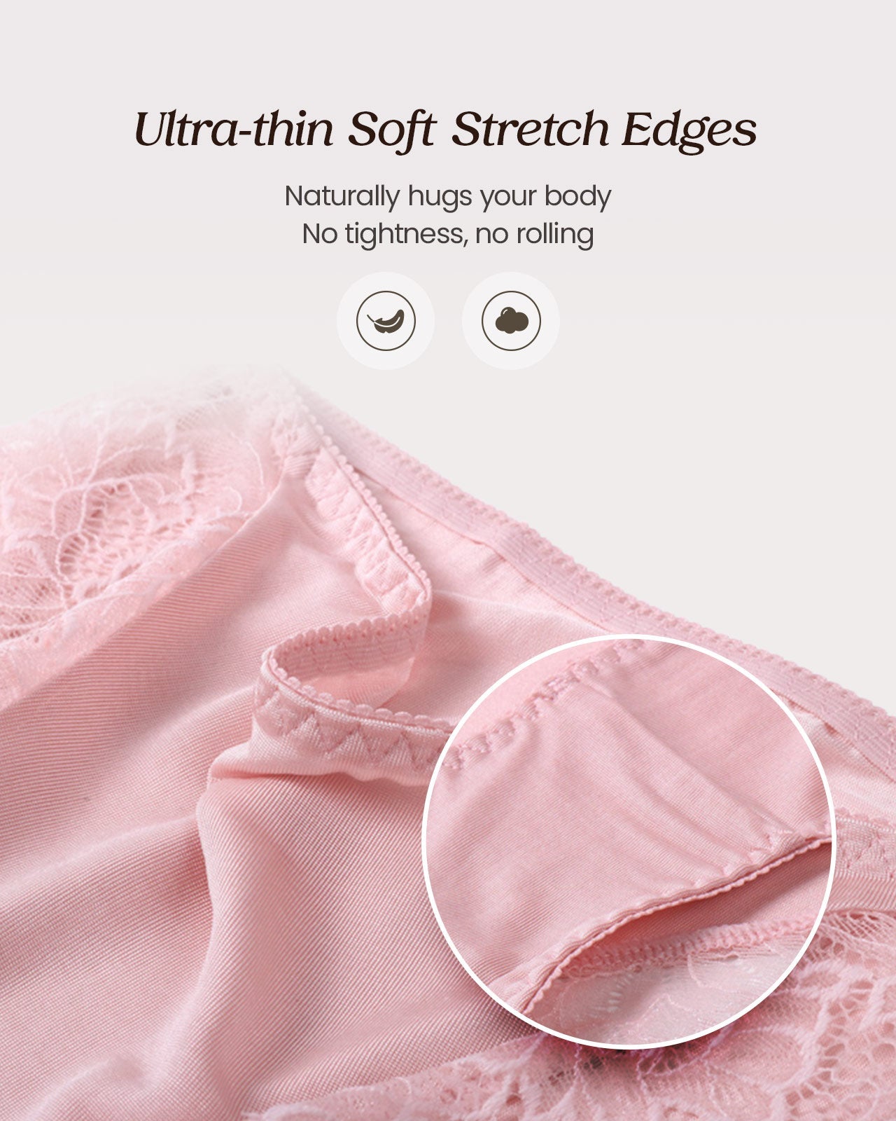 FEELITS KN14 Silk Mid-Rise Lace Briefs – 6A Mulberry Silk, Breathable & Moisture-Wicking - FEELITS