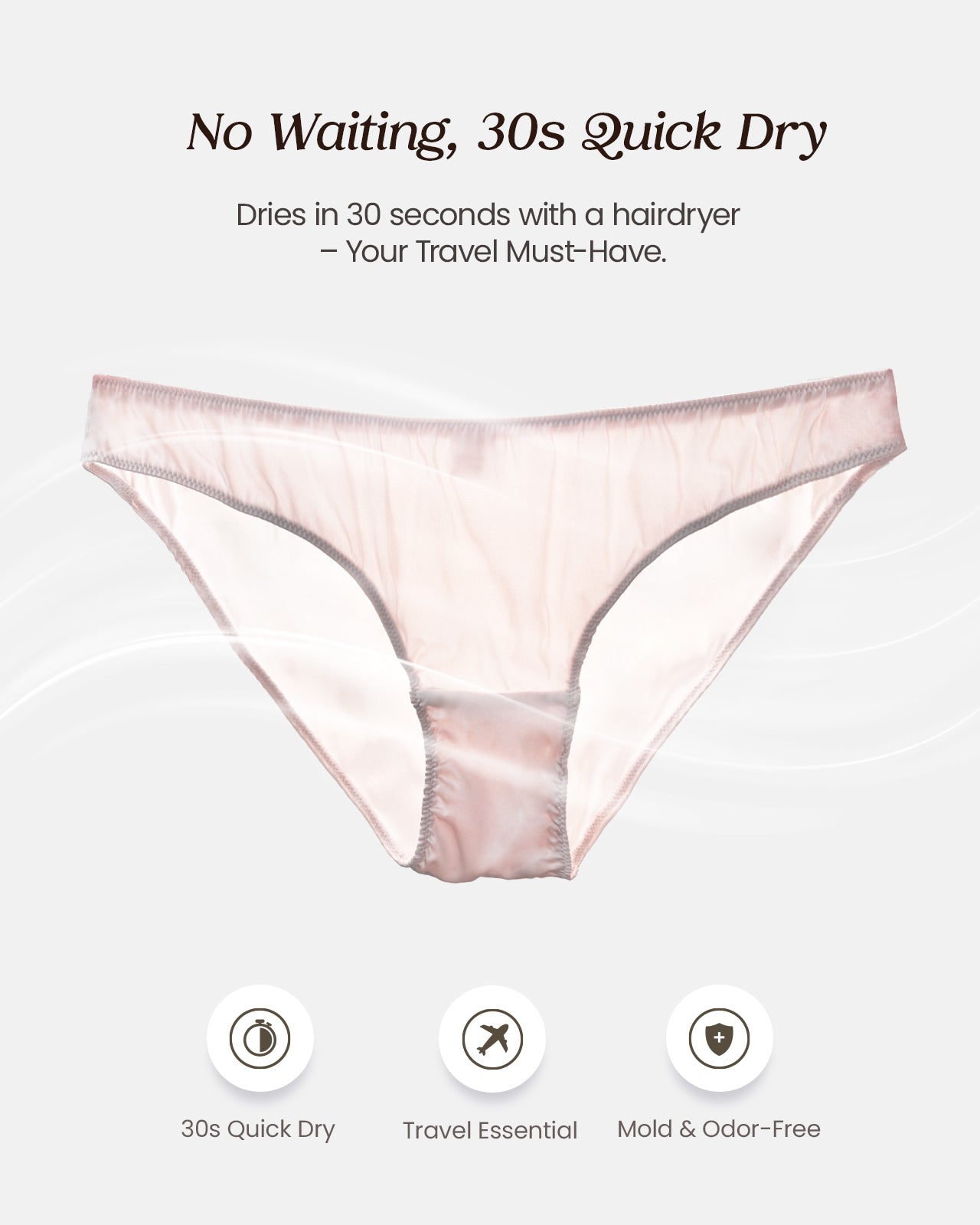 Feelits 6A Grade Mulberry Silk Panties:High Cut Bikini - FEELITS