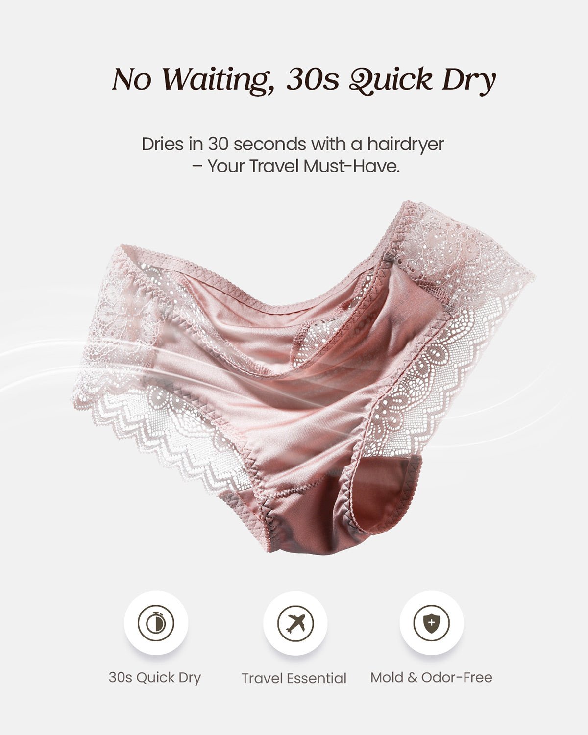 FEELITS KN15 Silk Lace Hipster Panties – 100% 6A Mulberry Silk, Breathable & Ultra-Soft - FEELITS