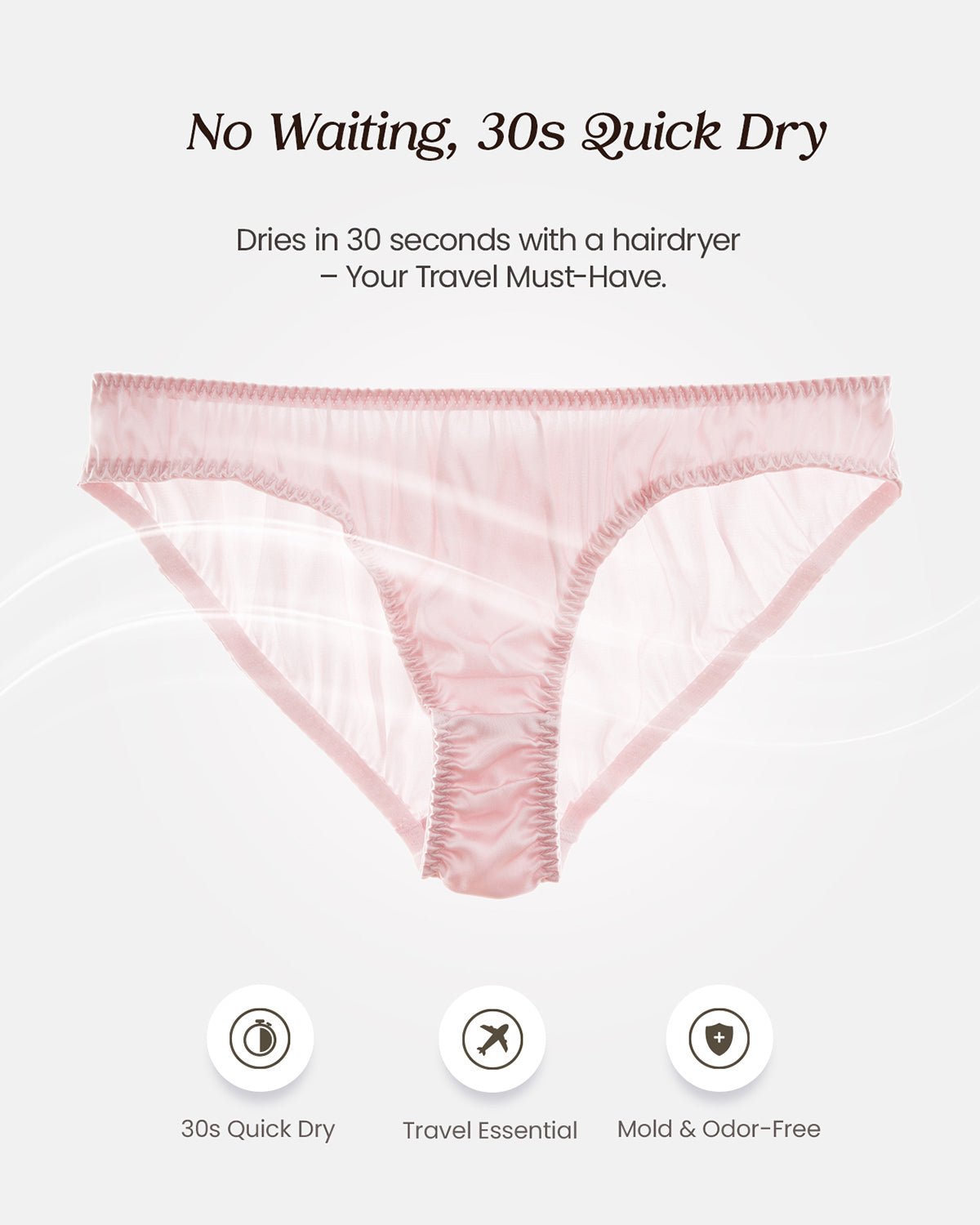FEELITS KN12 Silk Low-Rise Bikini Panties – 100% 6A Mulberry Silk, Breathable & Ultra-Soft - FEELITS