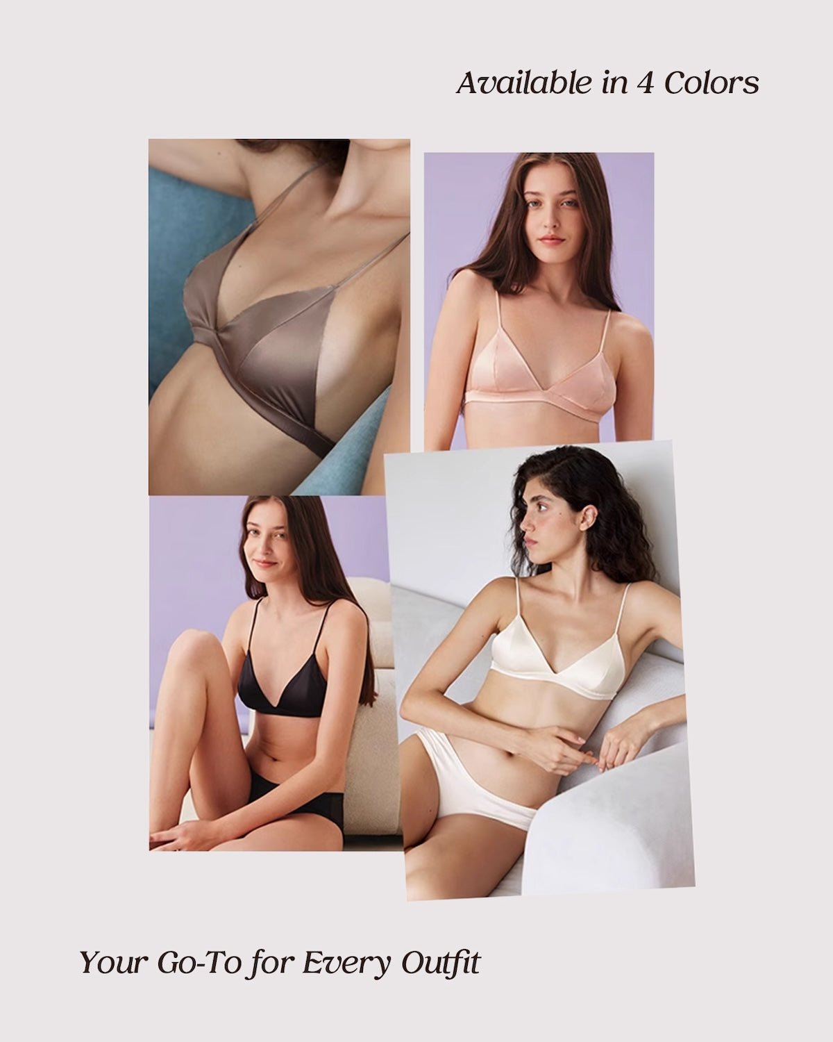 Feelits 6A Grade Mulberry Silk Wireless Silk Satin Triangle Bralette, No Underwire, Sexy & Comfortable Wire - Free Bra for Women - FEELITS