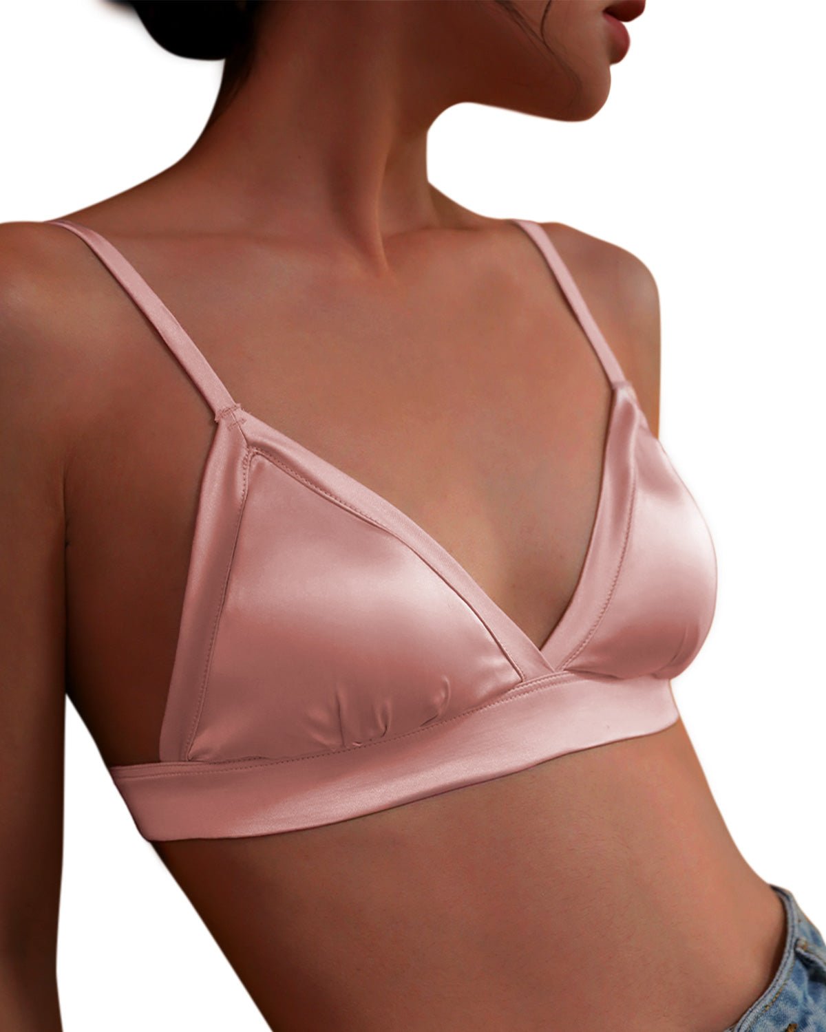 FEELITS BRA04 Silk Wireless Triangle Bralette – 6A Mulberry Silk, Breathable & Ultra-Soft - FEELITS