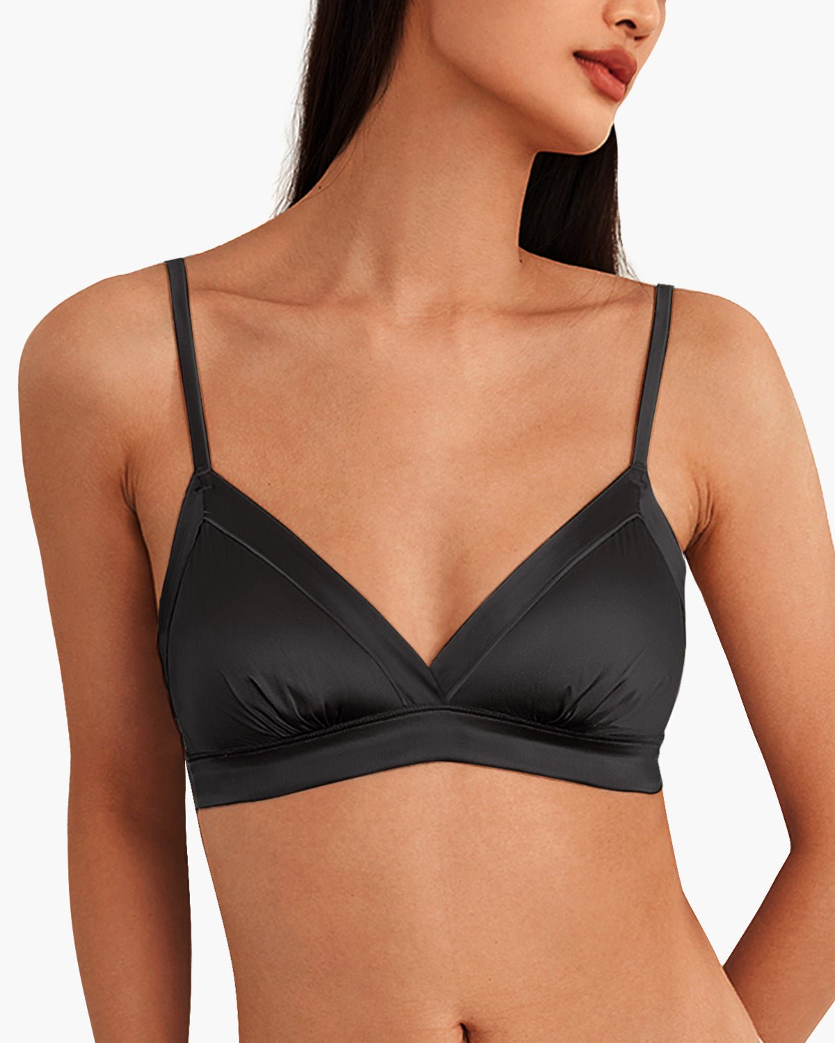 FEELITS BRA04 Silk Wireless Triangle Bralette – 6A Mulberry Silk, Breathable & Ultra-Soft - FEELITS