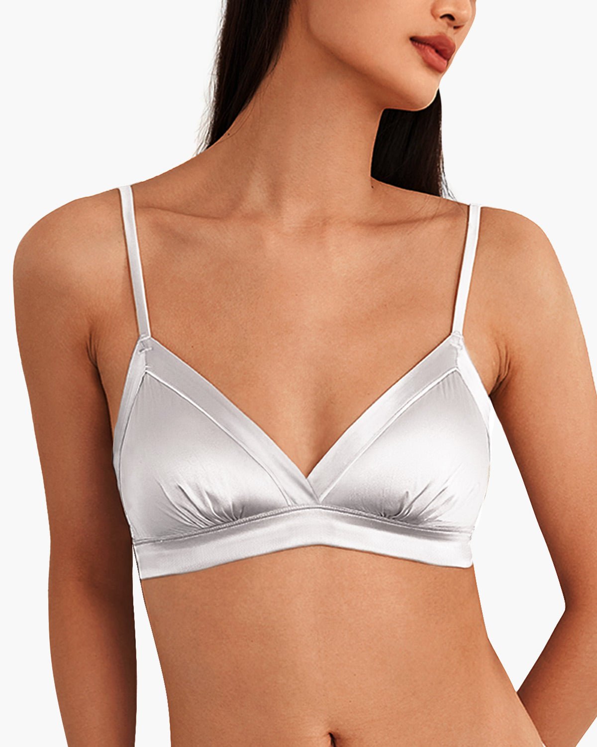 FEELITS BRA04 Silk Wireless Triangle Bralette – 6A Mulberry Silk, Breathable & Ultra-Soft - FEELITS