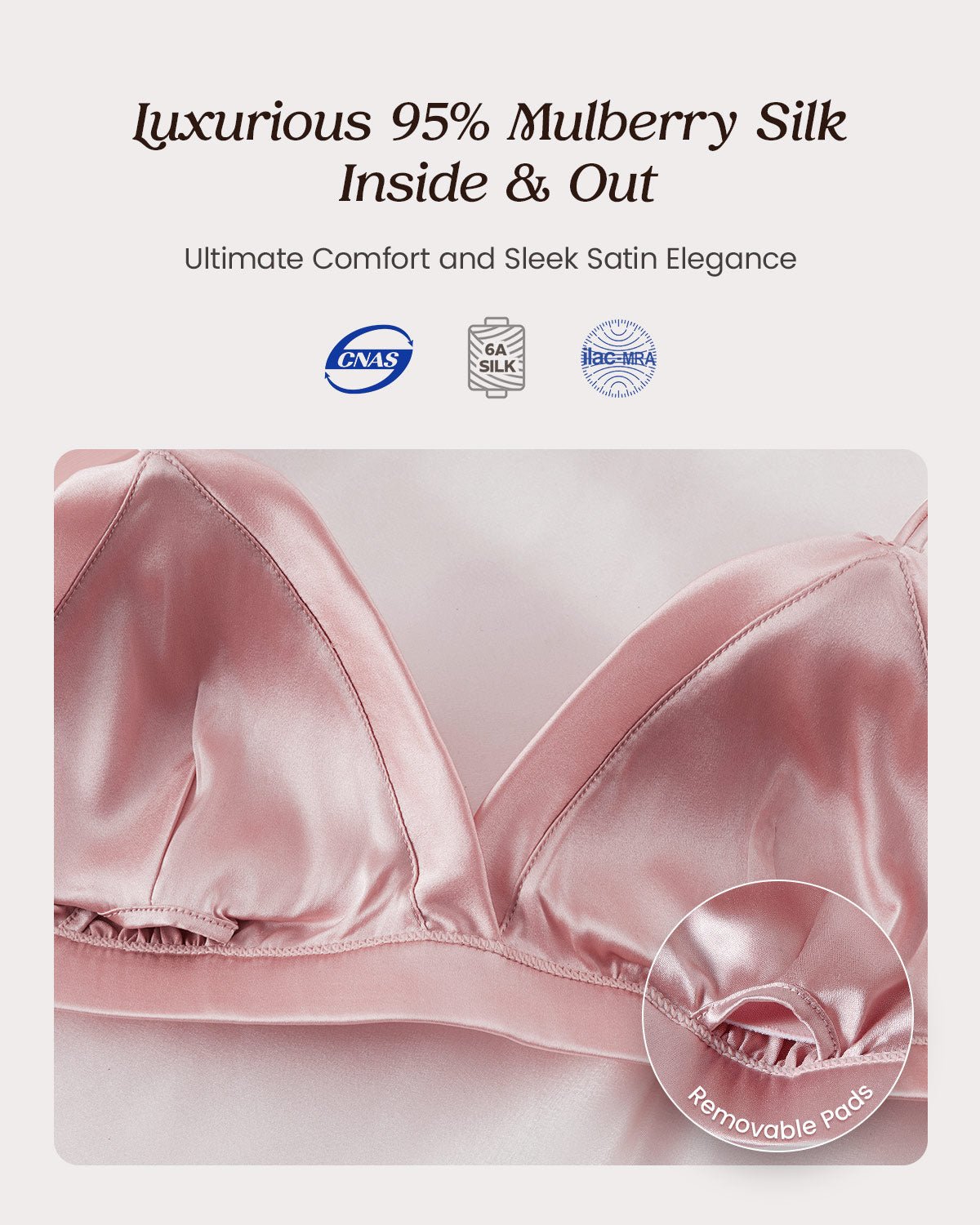 FEELITS BRA04 Silk Wireless Triangle Bralette – 6A Mulberry Silk, Breathable & Ultra-Soft - FEELITS