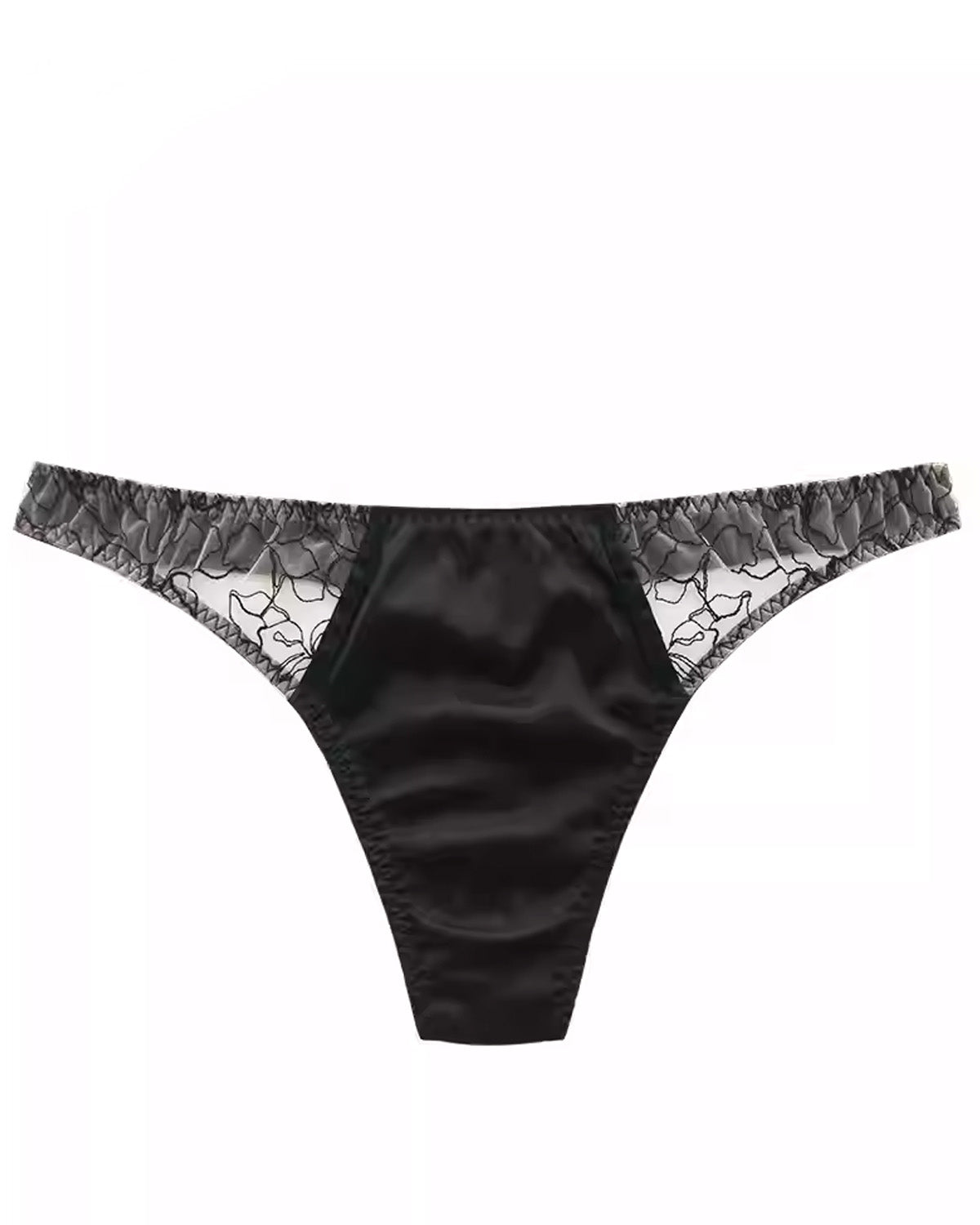 FEELITS 6A Mulberry Silk Sexy Lace Thong – Low - Rise Seamless T - Back Panties for Women - FEELITS