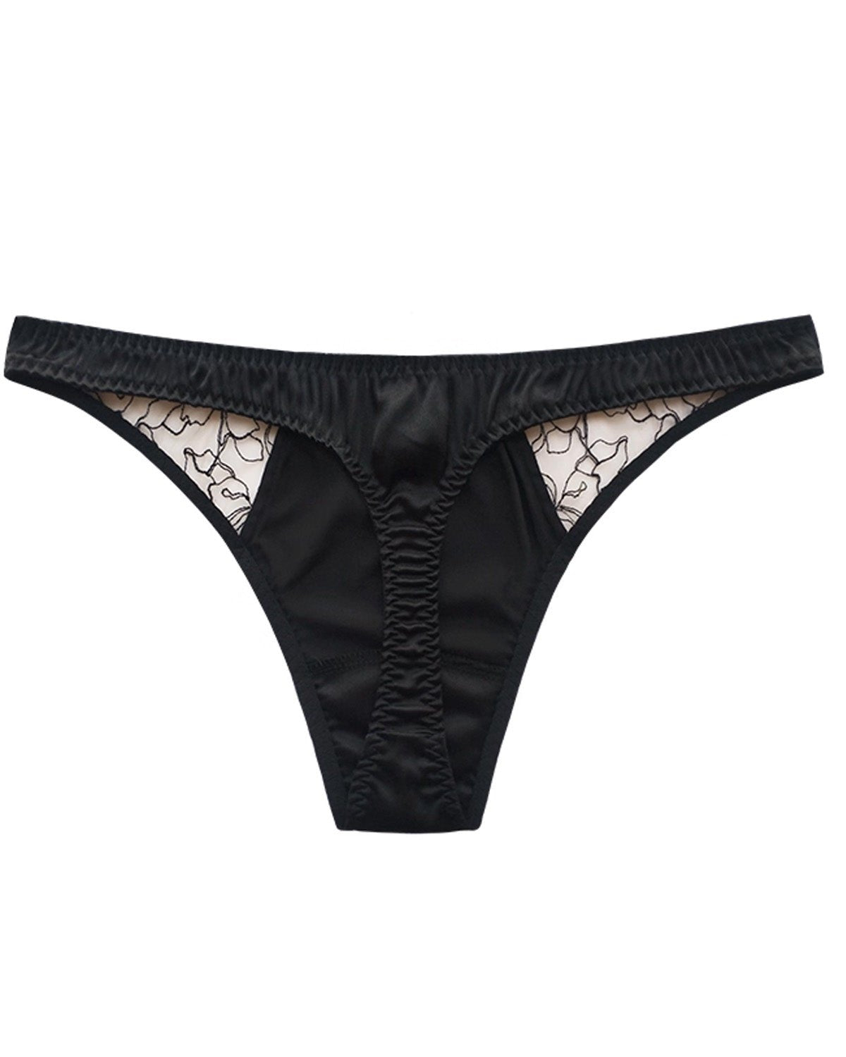 FEELITS 6A Mulberry Silk Sexy Lace Thong – Low - Rise Seamless T - Back Panties for Women - FEELITS