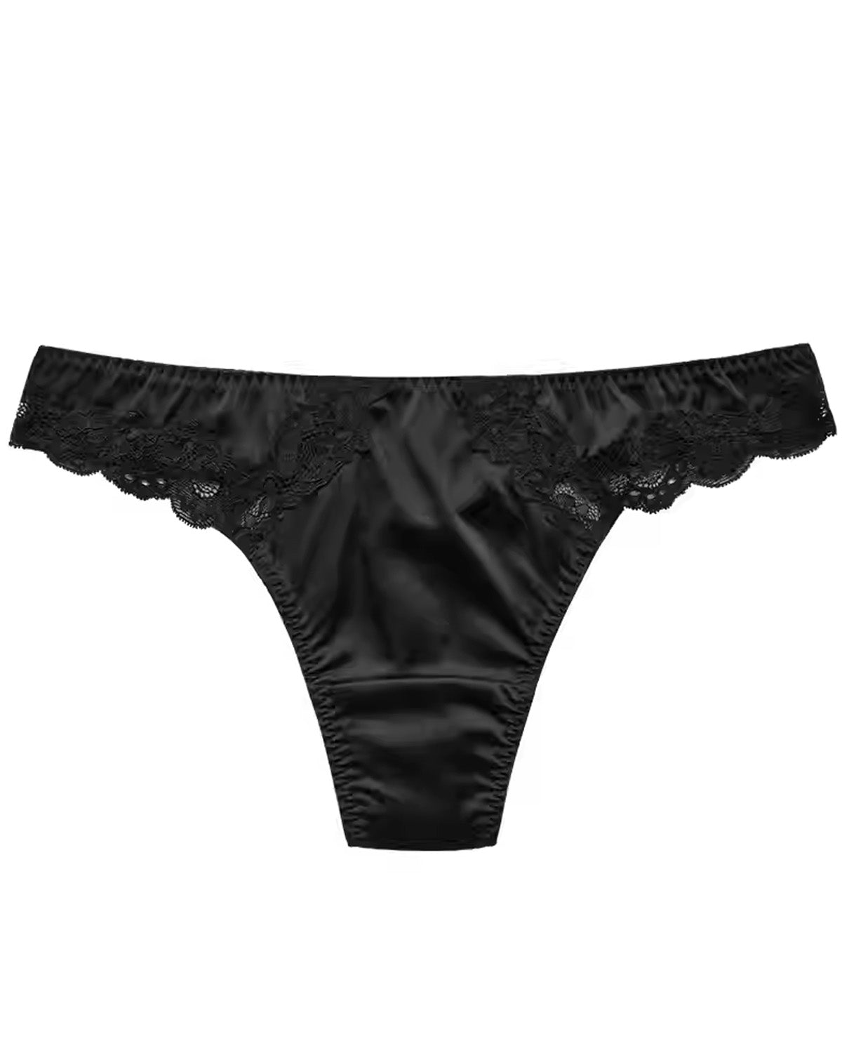 FEELITS 6A Mulberry Silk Sexy Lace Thong – Low - Rise Seamless T - Back Panties for Women, Silky Smooth & Invisible Underwear - FEELITS