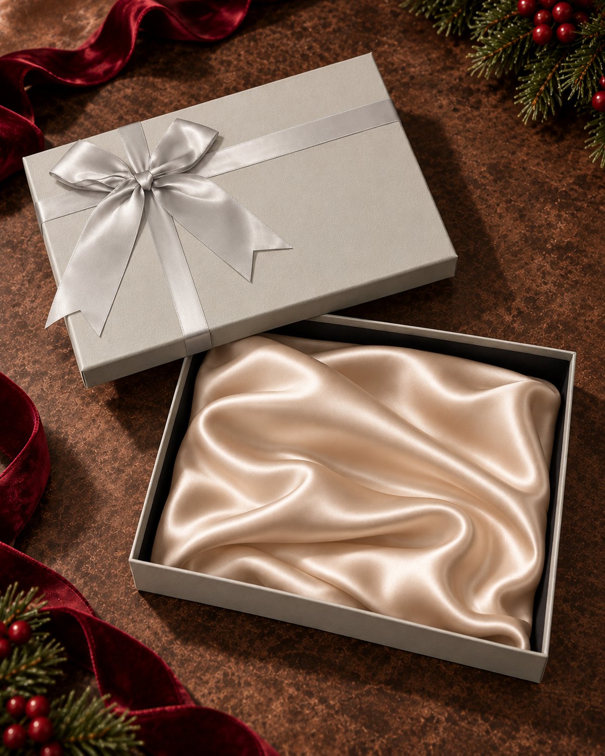 Open FEELITS AC05 gift box with silk item shown for styling only