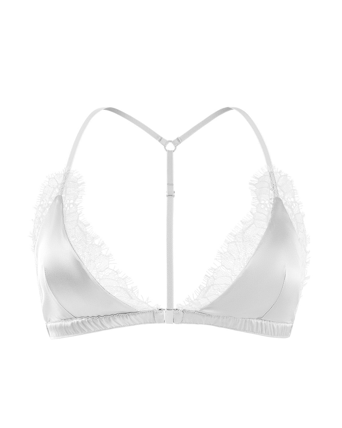 FEELITS BRA11 22 Momme Mulberry Silk Triangle Bralette – Front Closure, Wire-Free Y-Back Bra - FEELITS