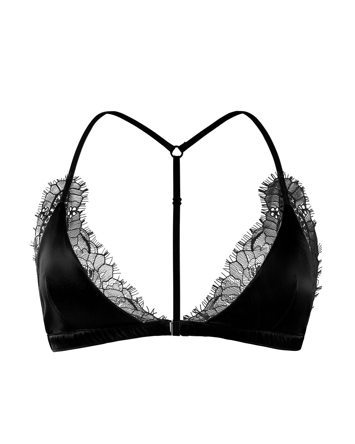 FEELITS BRA11 22 Momme Mulberry Silk Triangle Bralette – Front Closure, Wire-Free Y-Back Bra - FEELITS