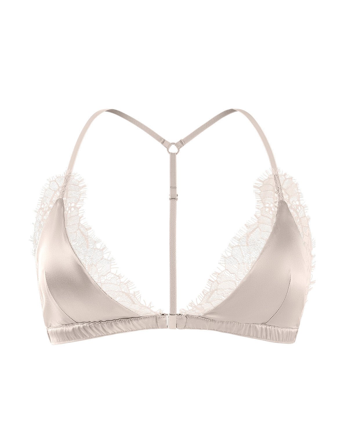 FEELITS BRA11 22 Momme Mulberry Silk Triangle Bralette – Front Closure, Wire-Free Y-Back Bra - FEELITS
