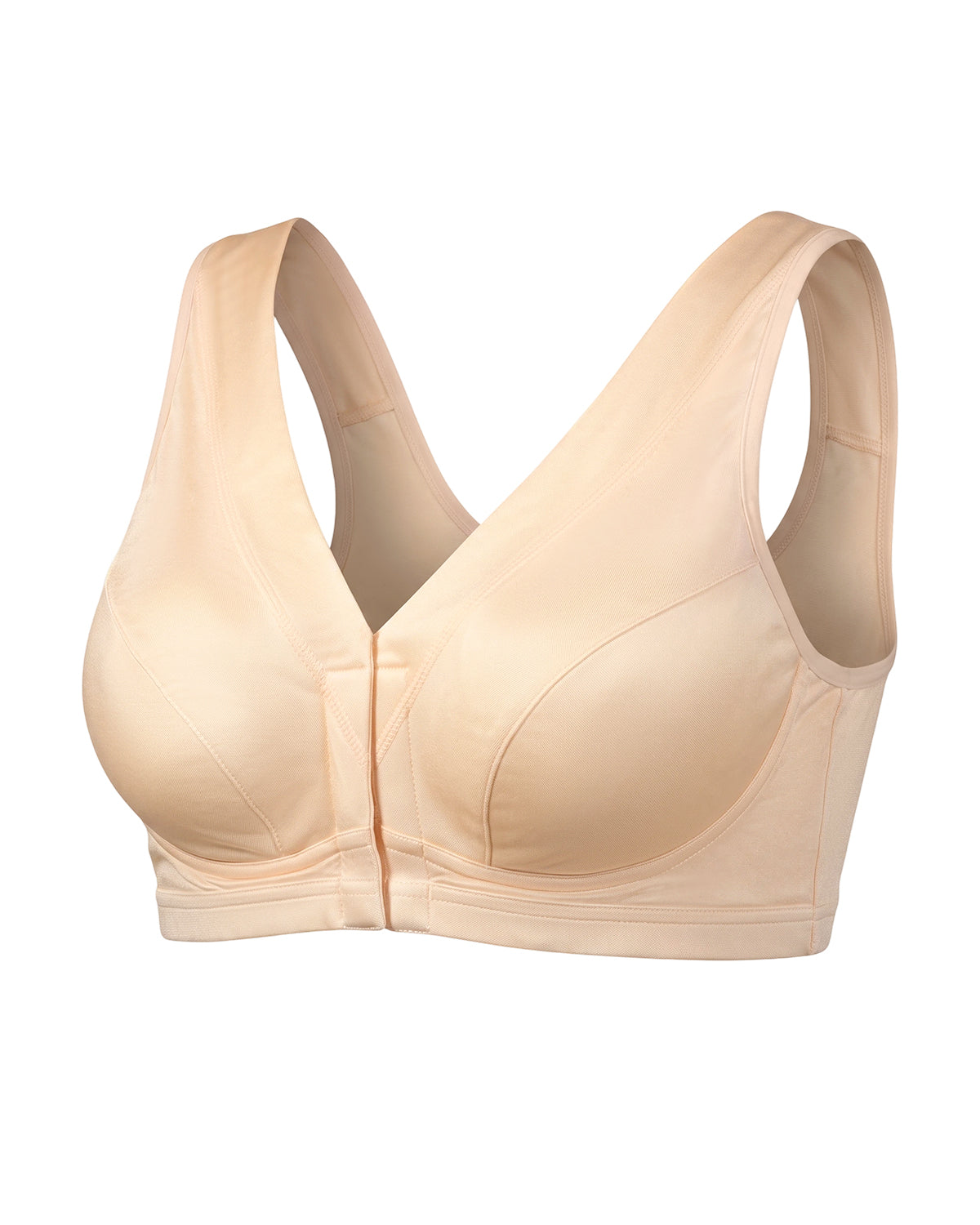 FEELITS BRA19 nude beige mulberry silk nursing bra - front product view on a white background #Color_Nude Beige