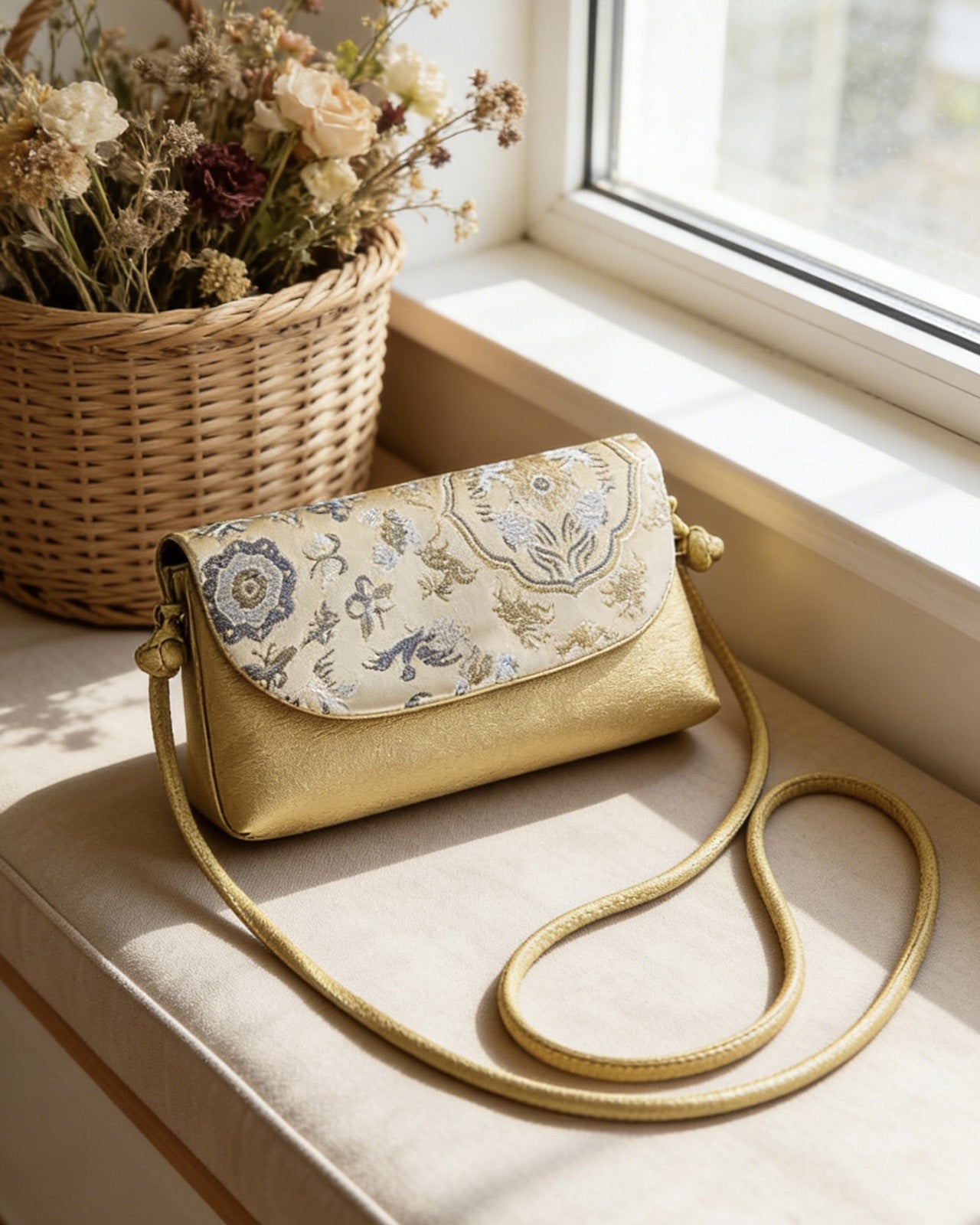 Feelits Hand - Embroidered Mulberry Silk Clutch & Crossbody Bag - FEELITS