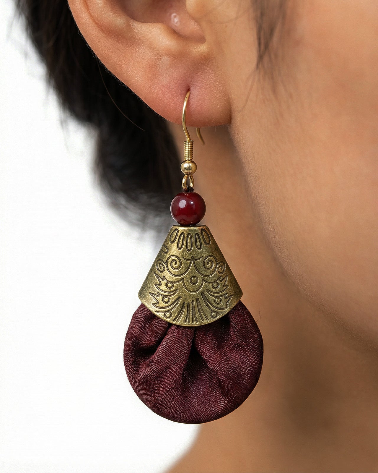 Feelits Handcrafted Gambiered Canton Silk & 925 Sterling Silver Earrings - FEELITS
