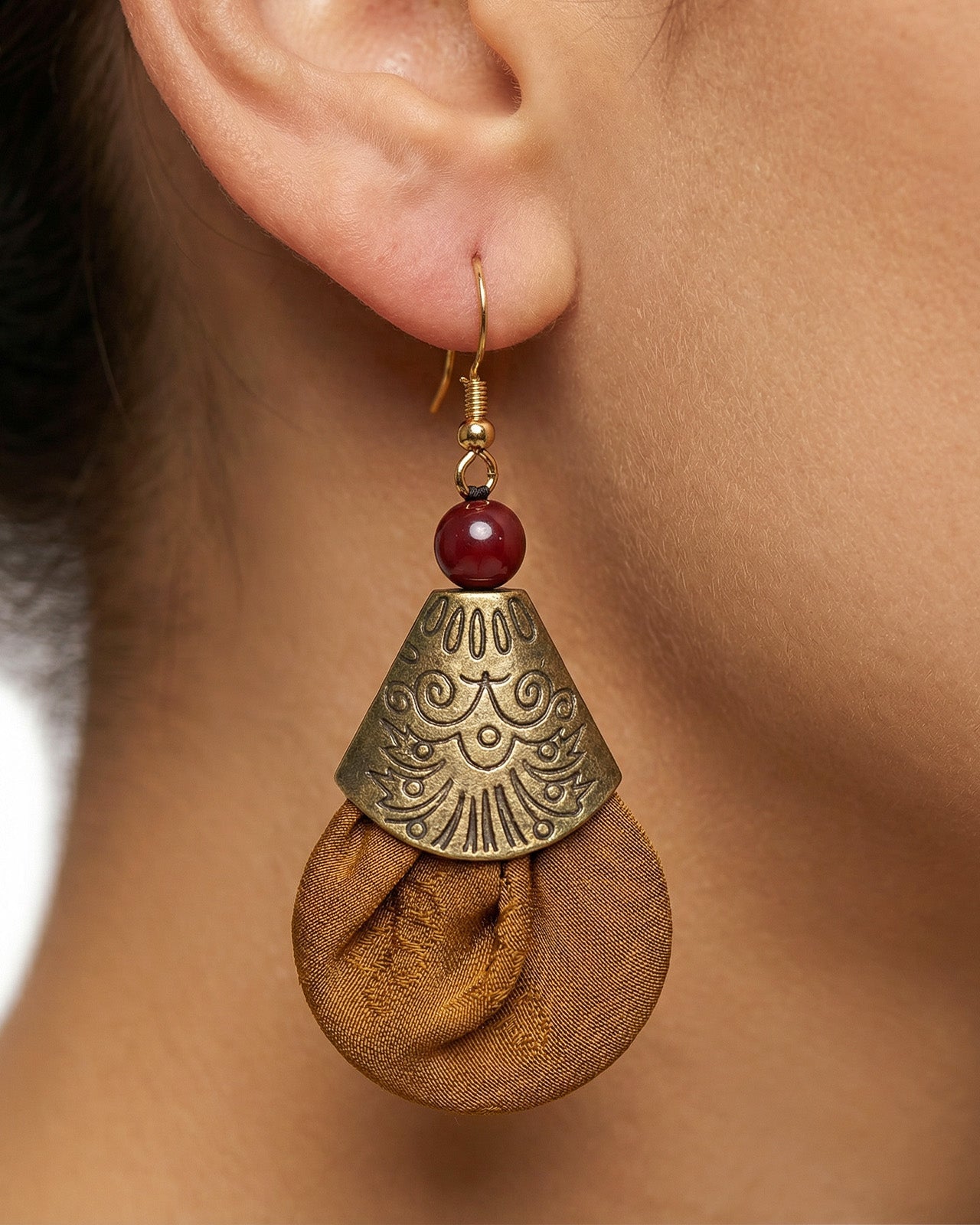 Feelits Handcrafted Gambiered Canton Silk & 925 Sterling Silver Earrings - FEELITS