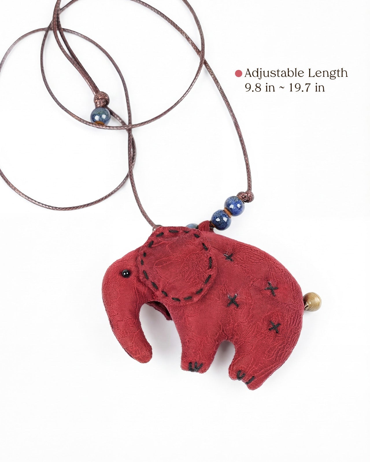 Feelits Handcrafted Gambiered Canton Silk Elephant Necklace - FEELITS
