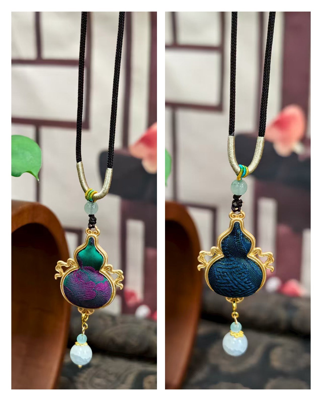 Feelits Handcrafted Gambiered Canton Silk Gourd Pendant Necklace - FEELITS