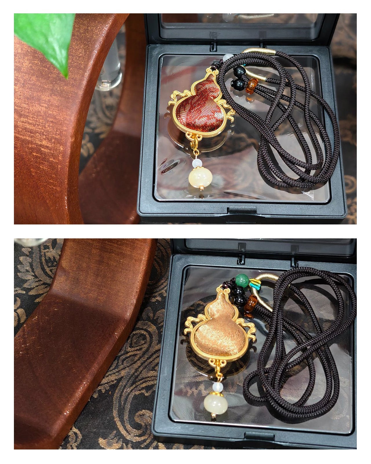 Feelits Handcrafted Gambiered Canton Silk Gourd Pendant Necklace - FEELITS