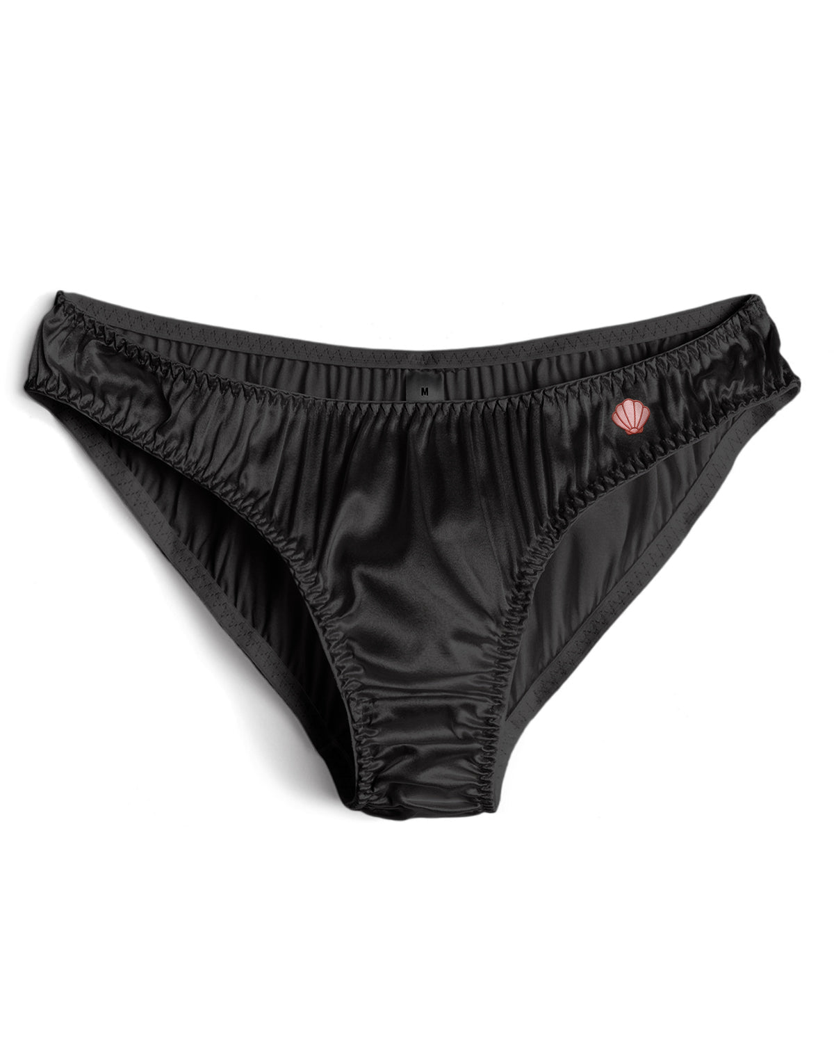 FEELITS KN12 Embroidered Silk Low - Rise Bikini Panties – 100% 6A Mulberry Silk, Ocean - Inspired Motifs - FEELITS