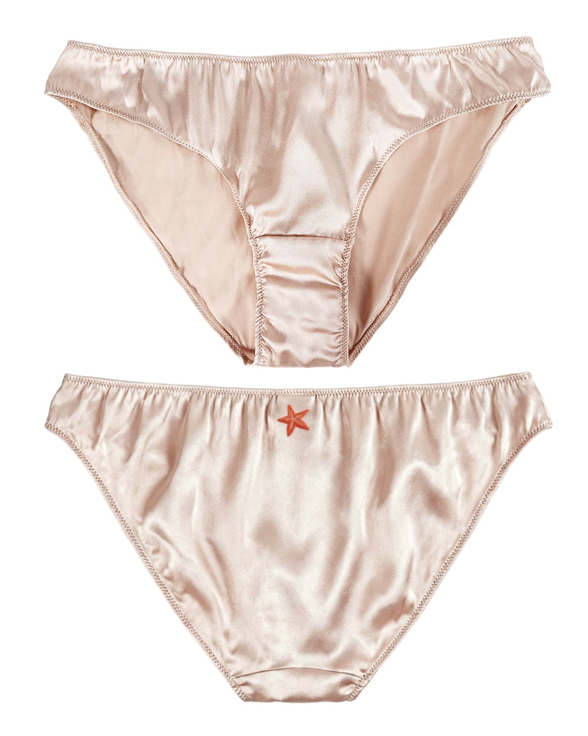 FEELITS KN13 Embroidered Silk High - Cut Bikini Panties – 100% 6A Mulberry Silk, Ocean - Inspired Motifs - FEELITS