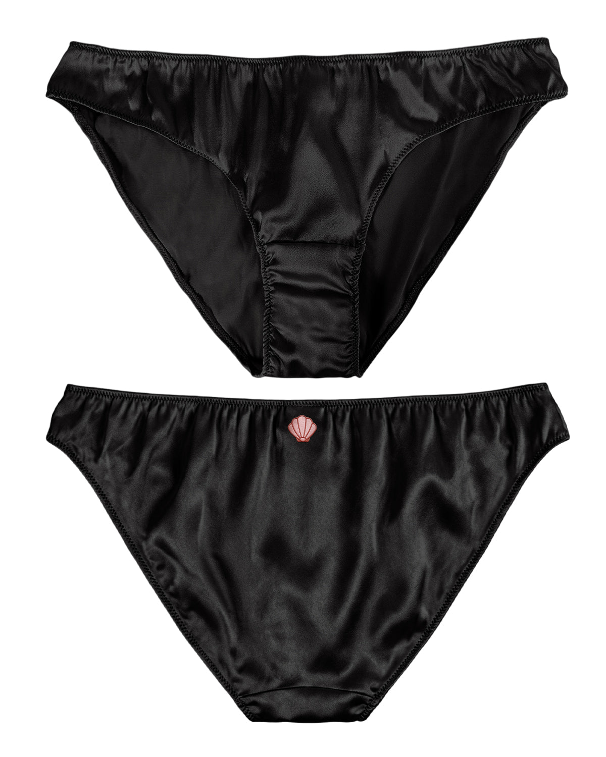 FEELITS KN13 Embroidered Silk High - Cut Bikini Panties – 100% 6A Mulberry Silk, Ocean - Inspired Motifs - FEELITS