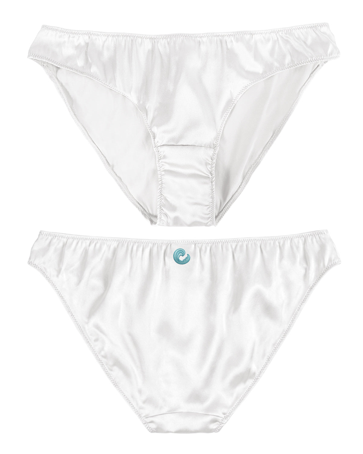 FEELITS KN13 Embroidered Silk High - Cut Bikini Panties – 100% 6A Mulberry Silk, Ocean - Inspired Motifs - FEELITS