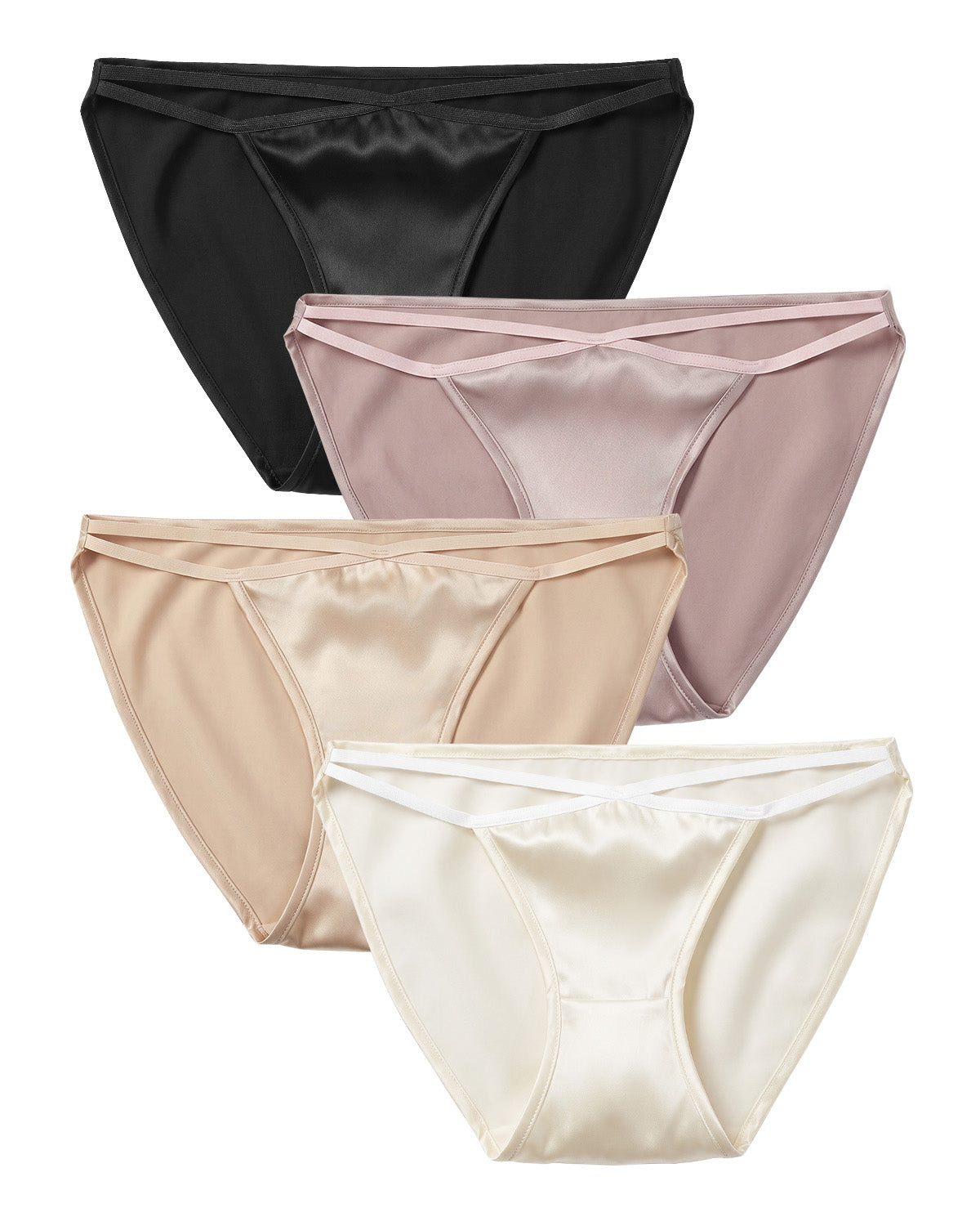 FEELITS KN32 Women’s Mulberry Silk Bikini Panties – Ultra Soft, Criss-Cross