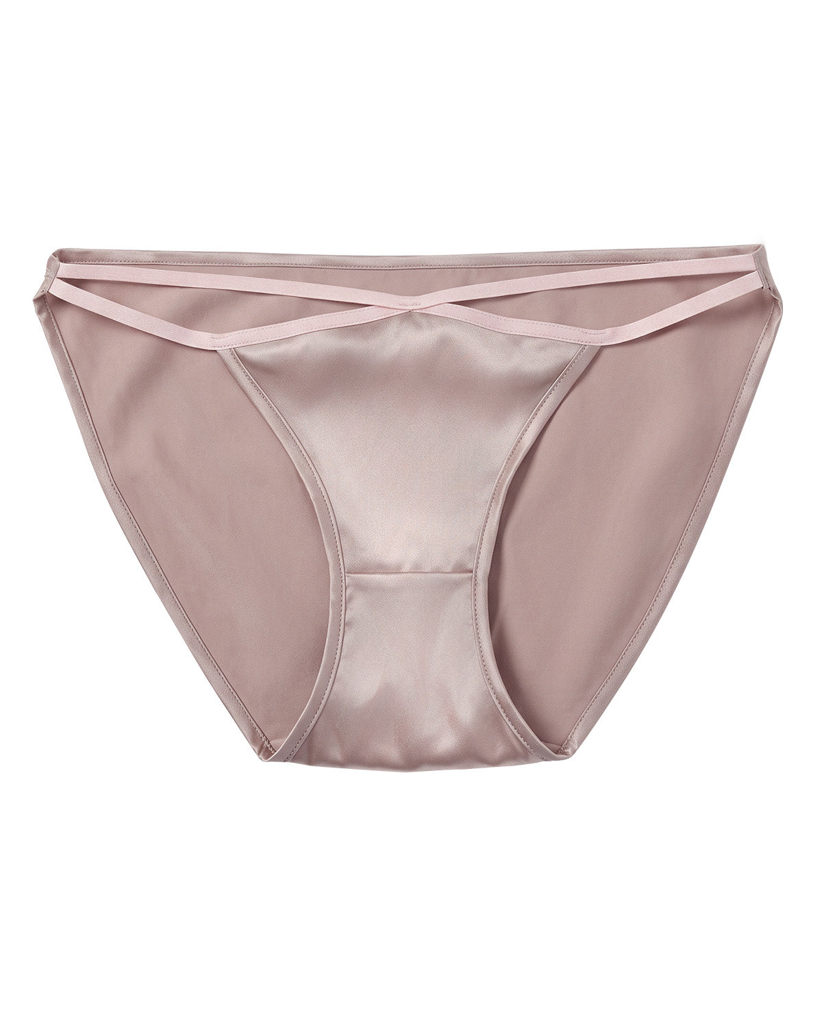 FEELITS KN32 pink mulberry silk bikini panties - front product view on a white background #Color_Pink