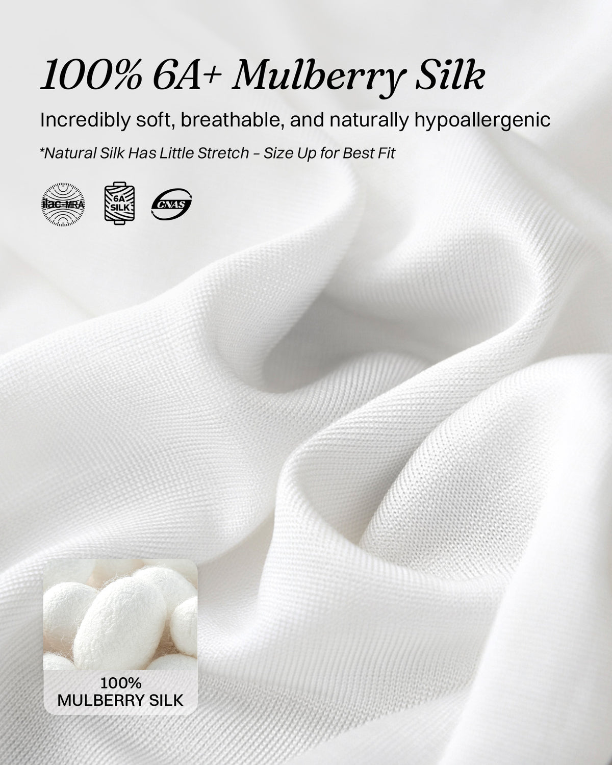 KN38 silk bikini panties, White mulberry silk fabric detail | FEELITS