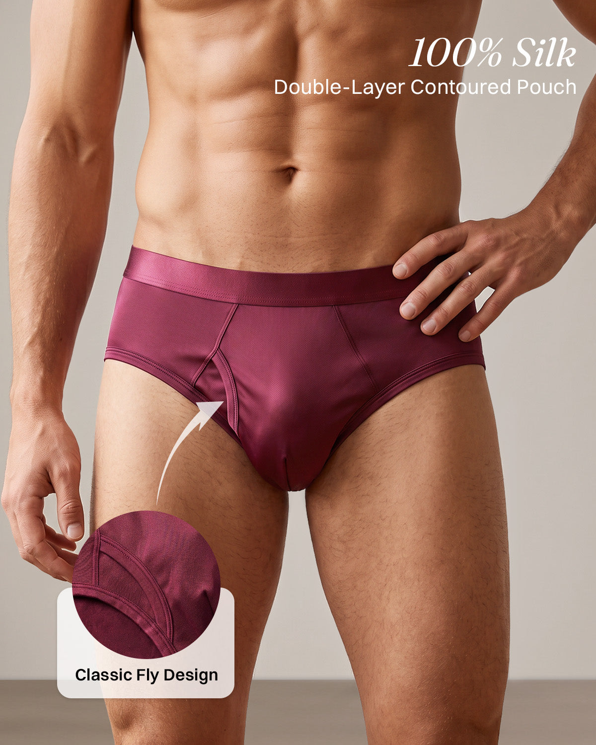 FEELITS KNM08 Slip de seda de morera para hombre – Ultrasuave, con abertura frontal