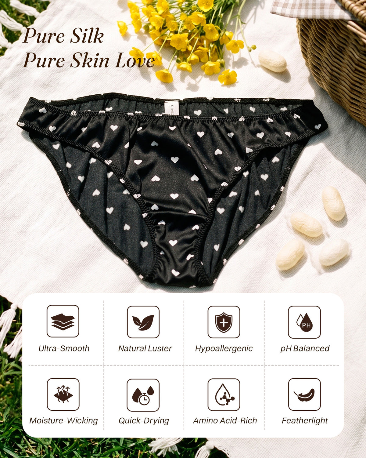 FEELITS KNP13 midnight hearts silk bikini panties — benefits