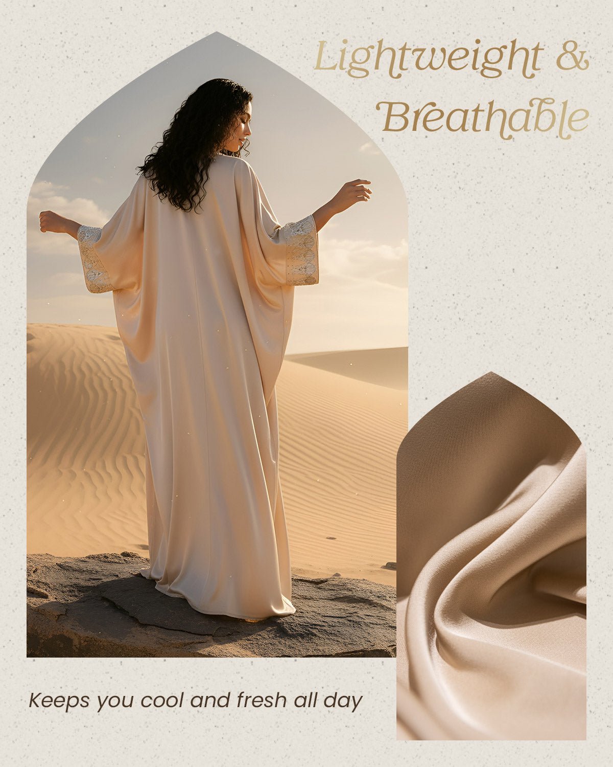 FEELITS MSL03 LumiFlow Satin Jalabiya – Teardrop Sequin Kaftan - FEELITS