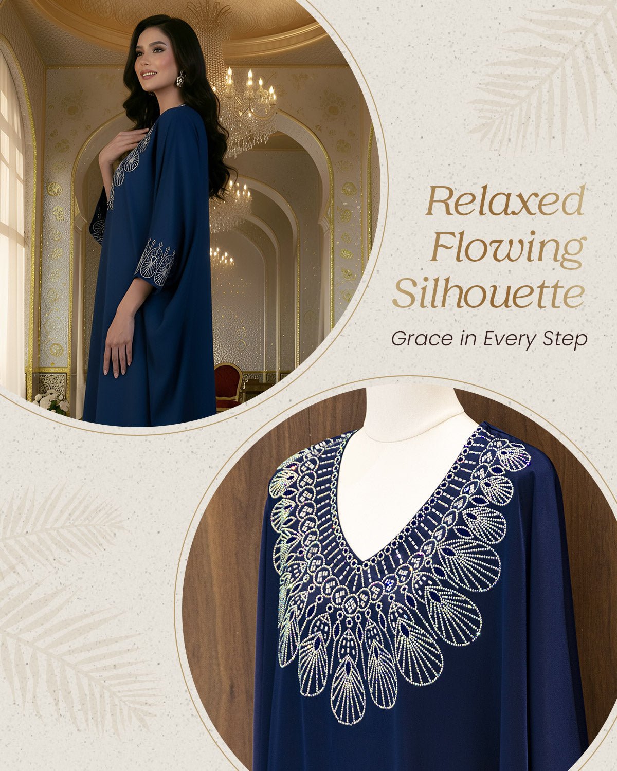 FEELITS MSL03 LumiFlow Satin Jalabiya – Teardrop Sequin Kaftan - FEELITS