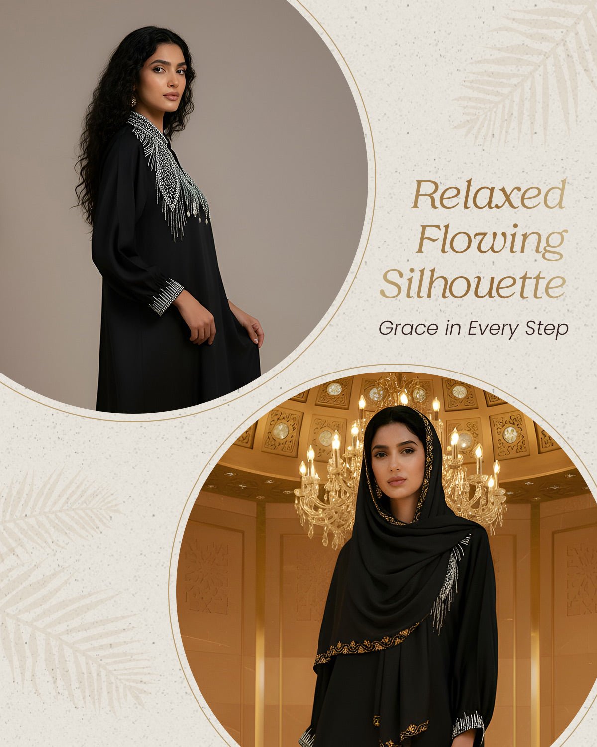 FEELITS MSL02 LumiFlow Farasha Jalabiya – Sequin Trim Satin Kaftan - FEELITS